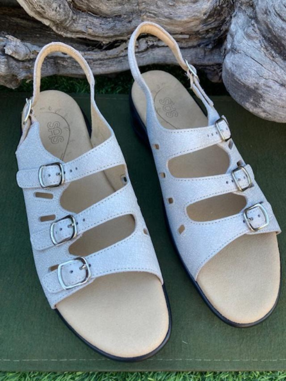 SAS Women's Mystic Slingback Sandal Beige Comfort Web Linen LeatherSz 11 New